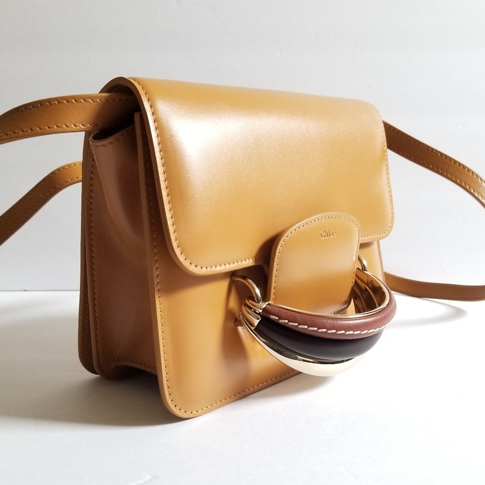 Chloé Kattie Leather Crossbody Clutch Bag Camel Brown - Picture 6 of 14
